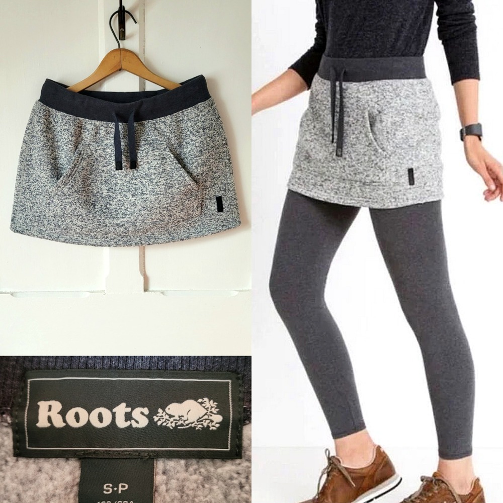 Roots Mini Skirt‎ Marled Gray Fleece Small